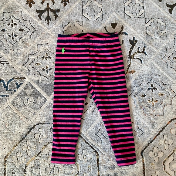Ralph Lauren Other - Ralph Lauren navy & pink striped leggings, size 2T